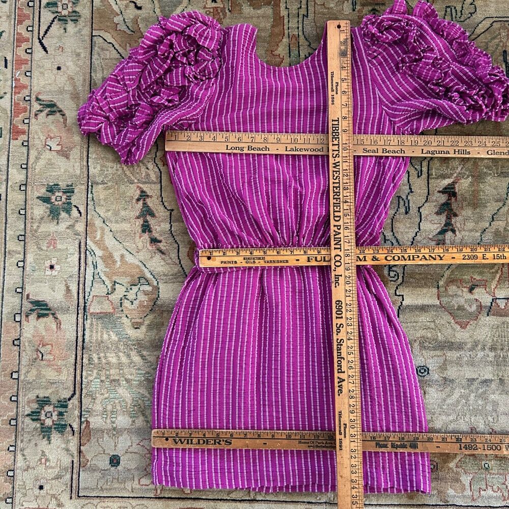 Happy x Nature Pink Ruffle Mini Dress Size Medium Kate Hudson - Picture 10 of 12